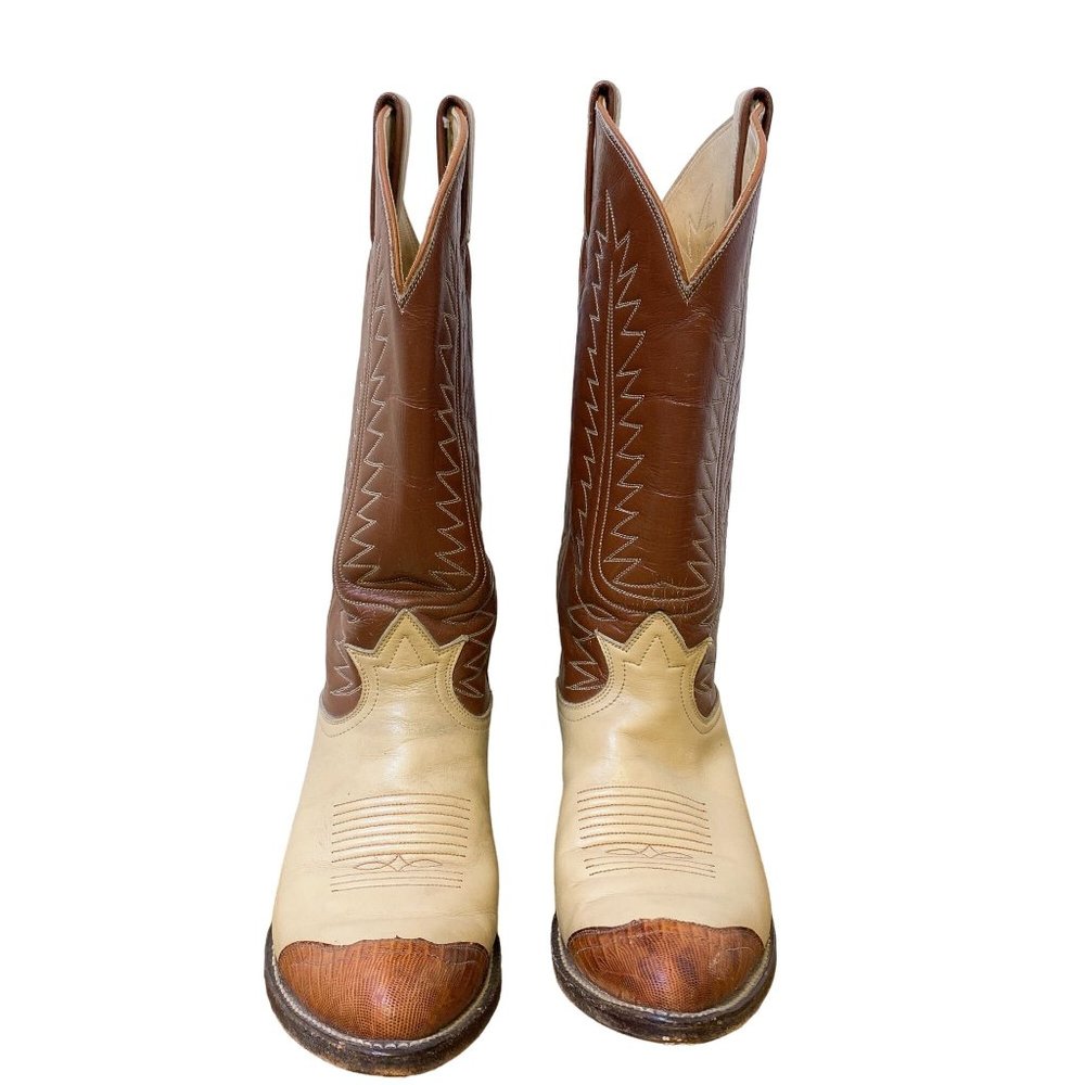 *Tony Lama Brown & Cream Western Boots Size 7 - Picture 2 of 4